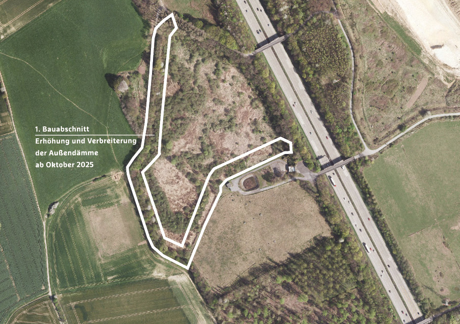 Bauphase 1 Rodung, Erhöhung und Verbreiterung der Außendämme